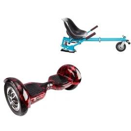 10 inch Hoverboard with Suspensions Hoverkart, Off-Road Flame, Extended Range and Blue Seat with Double Suspension Set, Smart Balance