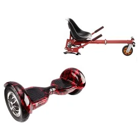 10 inch Hoverboard met Schokdempers Hoverkart, Off-Road Flame, Verlengde Afstand en Rood Hoverkart met Schokdempers, Smart Balance