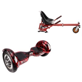 10 inch Hoverboard with Suspensions Hoverkart, Off-Road Flame, Extended Range and Red Seat with Double Suspension Set, Smart Balance