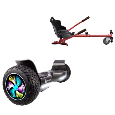 8.5 inch Hoverboard with Standard Hoverkart, Hummer Carbon PRO, Extended Range and Red Ergonomic Seat, Smart Balance