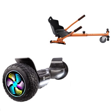 8.5 inch Hoverboard with Standard Hoverkart, Hummer Carbon PRO, Extended Range and Orange Ergonomic Seat, Smart Balance