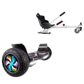 8.5 Zoll Hoverboard mit Standard Sitz, Hummer Carbon PRO, Standard Reichweite und Weiss Hoverboard Sitz, Smart Balance