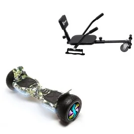 8.5 inch Hoverboard met Comfort Hoverkart, Hummer Camouflage PRO, Verlengde Afstand en Zwarte Comfort Hoverkart, Smart Balance