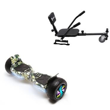 8.5 Zoll Hoverboard mit Comfort Sitz, Hummer Camouflage PRO, Standard Reichweite und Schwarz Comfort Sitz, Smart Balance