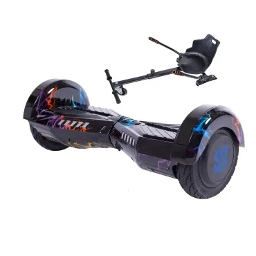 6.5 inch Hoverboard with Standard Hoverkart, Transformers Thunderstorm Blue, Extended Range and Black Ergonomic Seat, Smart Balance