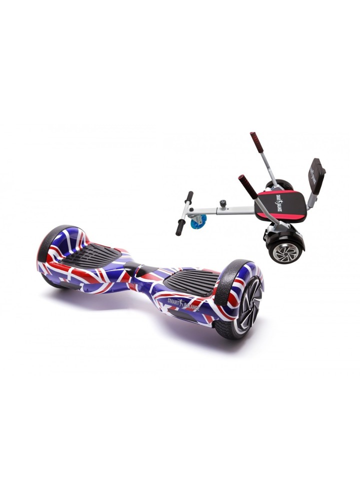 Hoverboard Go-Kart Pack, Smart Balance Regular England, 6.5 INCH, Dual Motors 36V, 700Wat, Bluetooth Speakers, LED Lights, Prem