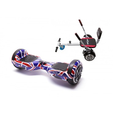 Hoverboard Paket Go-Kart, Smart Balance Regular England, 6.5 Zoll, Doppelmotoren 36V, 700 Watt, Bluetooth-Lautsprecher, LED-Leuc