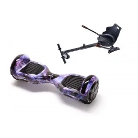 6.5 inch Hoverboard with Standard Hoverkart, Regular Galaxy, Extended Range and Black Ergonomic Seat, Smart Balance