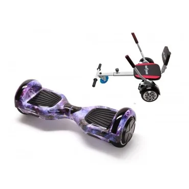 Pacchetto Hoverboard Go-Kart, Smart Balance Regular Galaxy, 6.5 Pollici, Doppio Motore 36V, 700Wat, Altoparlanti Bluetooth, Luci