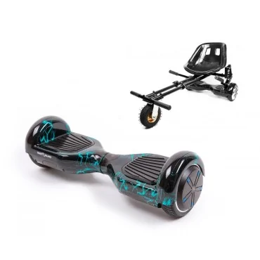 6.5 inch Hoverboard with Suspensions Hoverkart, Regular Thunderstorm, Extended Range and Black Seat with Double Suspension Set, Smart Balance