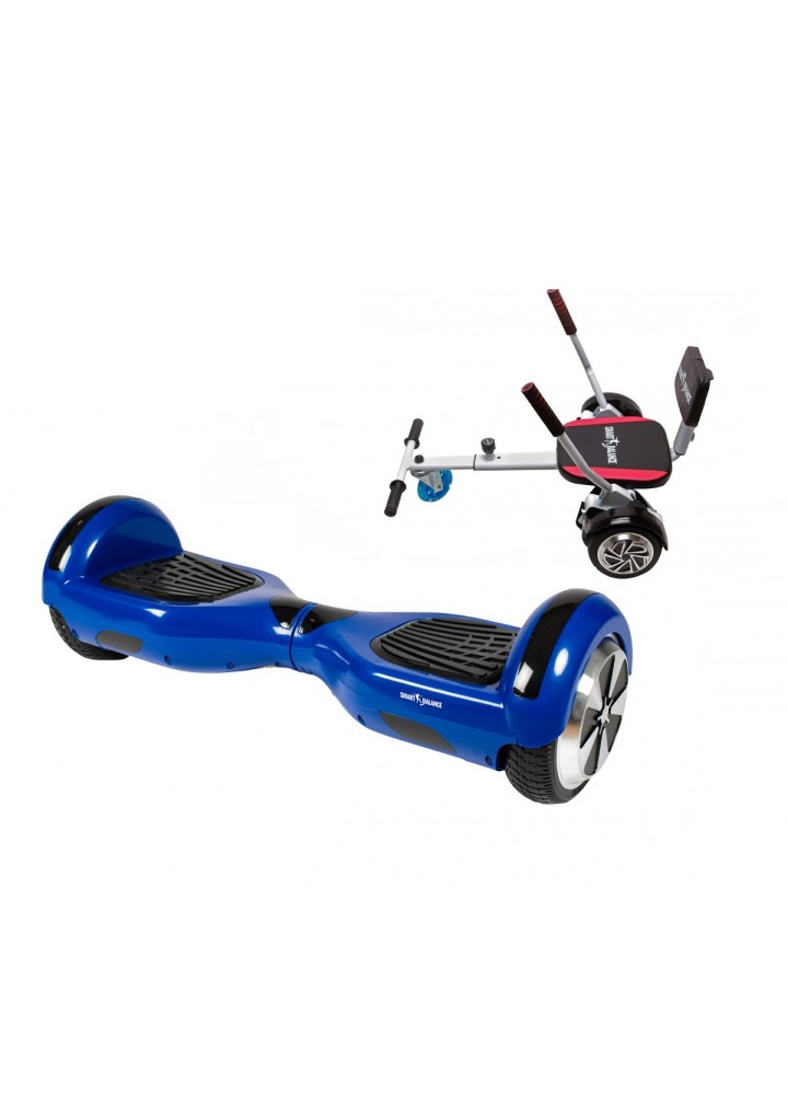 Hoverboard Go-Kart Pack, Smart Balance Regular Blue, 6.5 INCH, Dual Motors 36V, 700Wat, Bluetooth Speakers, LED Lights, Premium