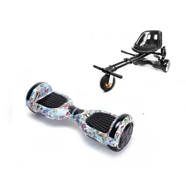 Hoverboard Go-Kart Pack, Smart Balance Regular Clown, 6.5 Tommer, dubbele motoren 36V, 700 Wat, Bluetooth-luidsprekers, LED-ver