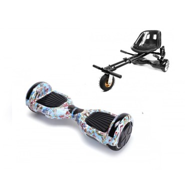 Paket Hoverboard Go-Kart, Smart Balance Regular Clown, 6.5 Tum, Dual Motors 36V, 700Wat, Bluetooth-hogtalare, LED-ljus, Premium