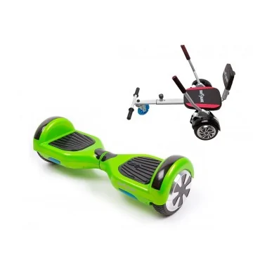 Hoverboard Go-Kart Pack, Smart Balance Regular Green, 6.5 Tommer, dubbele motoren 36V, 700 Wat, Bluetooth-luidsprekers, LED-ver