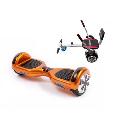 Hoverboard Go-Kart Pack, Smart Balance Regular Orange, 6.5 INCH, Dual Motors 36V, 700Wat, Bluetooth Speakers, LED Lights, Premi