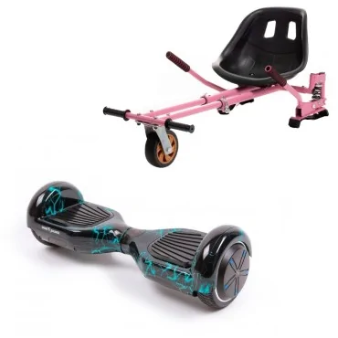 6.5 inch Hoverboard with Hoverkart, Suspension PRO Seat, Pink, 15 km/h, UL2272 Certified, Bluetooth, Led Lighting, 700W Power, 4Ah Battery, Smart Balance, Regular Thunderstorm