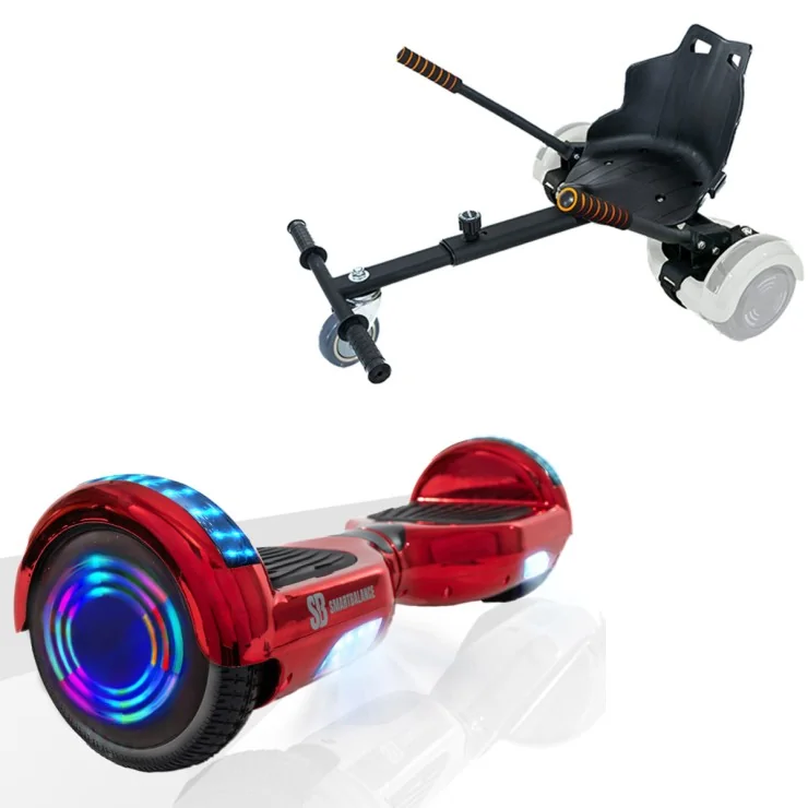 6.5 inch Hoverboard met Standaard Hoverkart, Regular ElectroRed Junior, Standard Afstand en Zwarte Hoverkart, Smart Balance