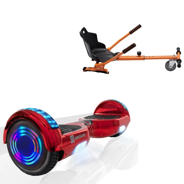 6.5 inch Hoverboard with Standard Hoverkart, Regular Electrored Junior, Standard Range and Orange Ergonomic Seat, Smart Balance