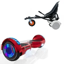 6.5 inch Hoverboard with Suspensions Hoverkart, Regular Electrored Junior, Standard Range and Black Seat with Double Suspension Set, Smart Balance