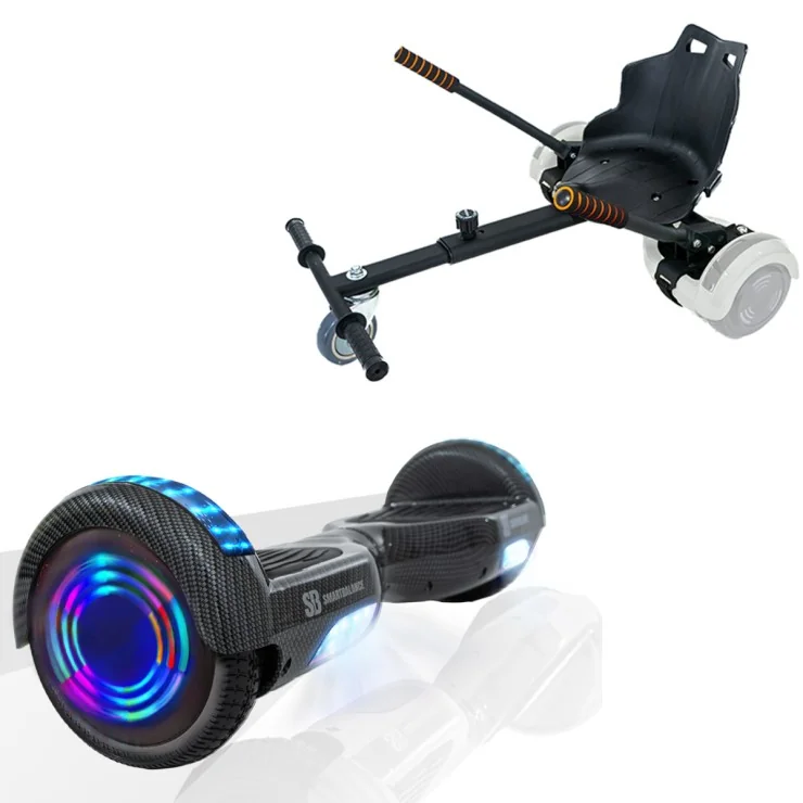 6.5 inch Hoverboard with Standard Hoverkart, Regular Carbon Junior, Standard Range and Black Ergonomic Seat, Smart Balance