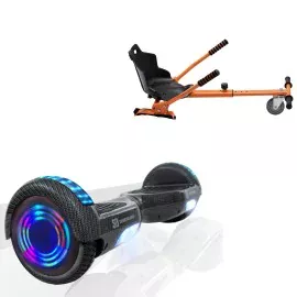 6.5 Zoll Hoverboard mit Standard Sitz, Regular Carbon Junior, Standard Reichweite und Orange Hoverboard Sitz, Smart Balance