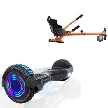 6.5 inch Hoverboard with Standard Hoverkart, Regular Carbon Junior, Standard Range and Orange Ergonomic Seat, Smart Balance