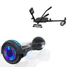 6.5 inch Hoverboard met Comfort Hoverkart, Regular Carbon Junior, Standard Afstand en Zwarte Comfort Hoverkart, Smart Balance