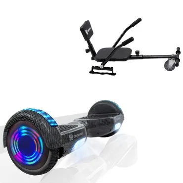 6.5 inch Hoverboard with Comfort Hoverkart, Regular Carbon Junior, Standard Range and Black Comfort Seat, Smart Balance