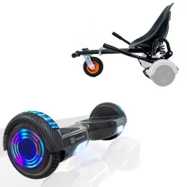 6.5 Zoll Hoverboard mit Stoßdämpfern Sitz, Regular Carbon Junior, Standard Reichweite und Schwarz Stoßdämpfern Hoverboard Sitz, Smart Balance