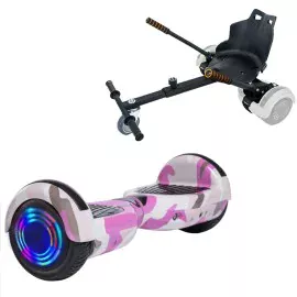 6.5 inch Hoverboard with Standard Hoverkart, Regular Camouflage Pink Junior, Standard Range and Black Ergonomic Seat, Smart Balance