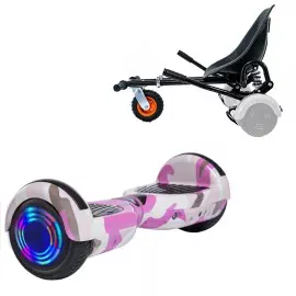 6.5 inch Hoverboard with Suspensions Hoverkart, Regular Camouflage Pink Junior, Standard Range and Black Seat with Double Suspension Set, Smart Balance