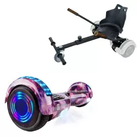 6.5 inch Hoverboard met Standaard Hoverkart, Regular Galaxy Pink Junior, Standard Afstand en Zwarte Hoverkart, Smart Balance