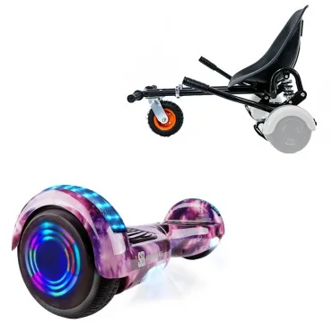 Hoverboard 6.5 Pouces et Hoverkart avec Amortisseurs, Regular Galaxy Pink Junior, Standard Autonomie et Hoverkart Noir avec Amortisseurs, Smart Balance