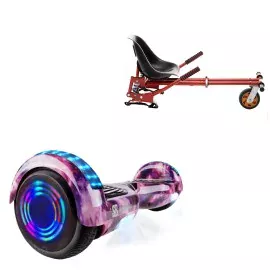 Pakke Hoverboard Go Kart med Støddæmpere, 6.5 tommer, Regular Galaxy Pink Junior, Standard Rækkevidde, og Rød Hoverkart med Støddæmpere, Smart Balance Segboard