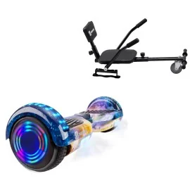 Hoverboard 6.5 pouces et Comfort Hoverkart Kit, Regular Galaxy Orange Junior, Standard Autonomie et Hoverkart Comfort Noire, Smart Balance