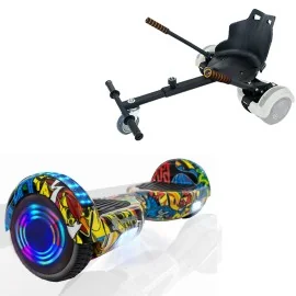 Paket Hoverboard Standard Go Kart 6.5 tums, Regular HipHop Junior, Standard Räckvidd och Svart Hoverkart, Smart Balance