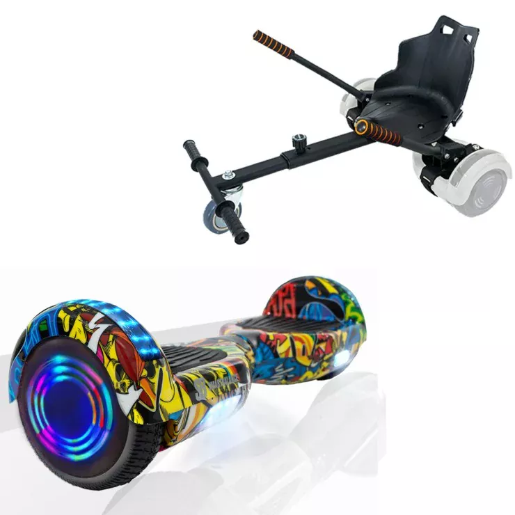 Hoverboard 6.5 Pouces et Standard Hoverkart Kit, Regular HipHop Junior, Standard Autonomie et Hoverkart Noir Standard, Smart Balance