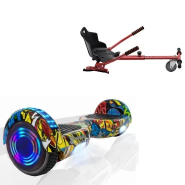 6.5 inch Hoverboard met Standaard Hoverkart, Regular HipHop Junior, Standard Afstand en Rood Hoverkart, Smart Balance