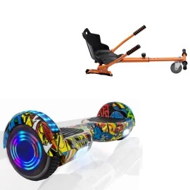 6.5 Zoll Hoverboard mit Standard Sitz, Regular HipHop Junior, Standard Reichweite und Orange Hoverboard Sitz, Smart Balance