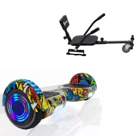 6.5 inch Hoverboard with Comfort Hoverkart, Regular HipHop Junior, Standard Range and Black Comfort Seat, Smart Balance