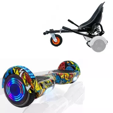 6.5 inch Hoverboard with Suspensions Hoverkart, Regular HipHop Junior, Standard Range and Black Seat with Double Suspension Set, Smart Balance