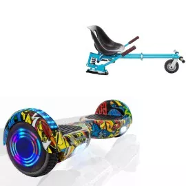 Hoverboard 6.5 Pouces et Hoverkart avec Amortisseurs, Regular HipHop Junior, Standard Autonomie et Hoverkart Bleu avec Amortisseurs, Smart Balance