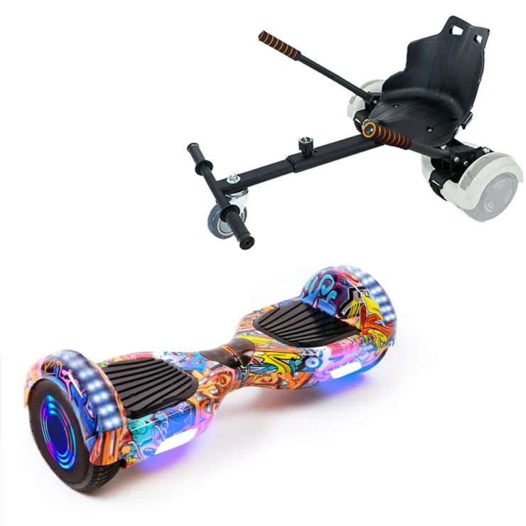 6.5 inch Hoverboard met Standaard Hoverkart, Regular HipHop Orange Junior, Standard Afstand en Zwarte Hoverkart, Smart Balance