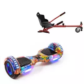 6.5 inch Hoverboard with Standard Hoverkart, Regular HipHop Orange Junior, Standard Range and Red Ergonomic Seat, Smart Balance