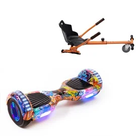 6.5 inch Hoverboard with Standard Hoverkart, Regular HipHop Orange Junior, Standard Range and Orange Ergonomic Seat, Smart Balance