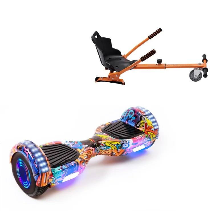 Hoverboard 6.5 Pouces et Standard Hoverkart Kit, Regular HipHop Orange Junior, Standard Autonomie et Hoverkart Orange Standard, Smart Balance