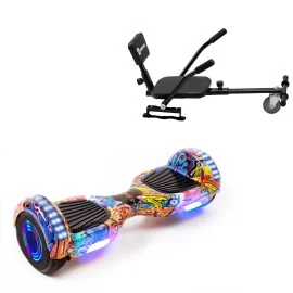 Hoverboard 6.5 pouces et Comfort Hoverkart Kit, Regular HipHop Orange Junior, Standard Autonomie et Hoverkart Comfort Noire, Smart Balance