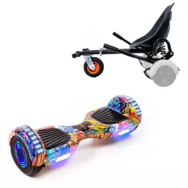 6.5 inch Hoverboard with Suspensions Hoverkart, Regular HipHop Orange Junior, Standard Range and Black Seat with Double Suspension Set, Smart Balance