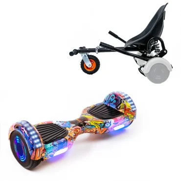 Hoverboard 6.5 Pouces et Hoverkart avec Amortisseurs, Regular HipHop Orange Junior, Standard Autonomie et Hoverkart Noir avec Amortisseurs, Smart Balance