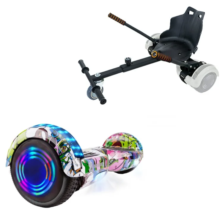 6.5 inch Hoverboard met Standaard Hoverkart, Regular Multicolor Junior, Standard Afstand en Zwarte Hoverkart, Smart Balance